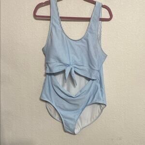 Lime Ricki Light Blue Striped One Piece Swimsuit